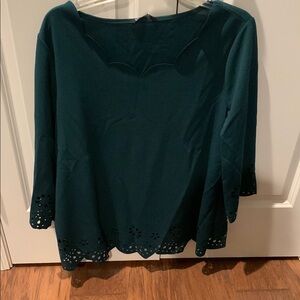 BloomChic Dark Green Blouse with Cut-Out Details